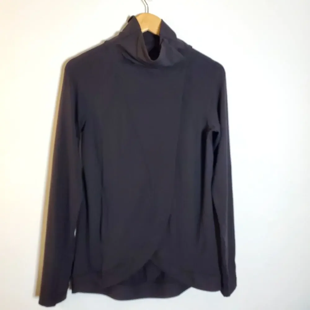 Lululemon Rulu Rally Wrap Women 6 Black Snap Neck Open Cardigan Cozy Stretch